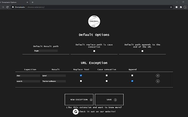 Domainario  from Chrome web store to be run with OffiDocs Chromium online