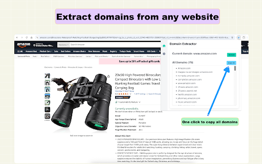 Domain Extractor  from Chrome web store to be run with OffiDocs Chromium online