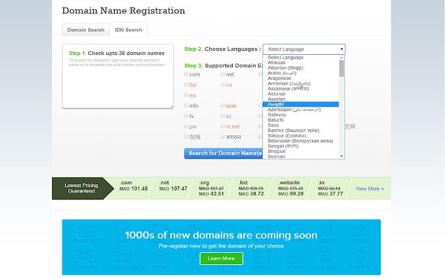Domain name Finder mula sa Chrome web store na tatakbo sa OffiDocs Chromium online