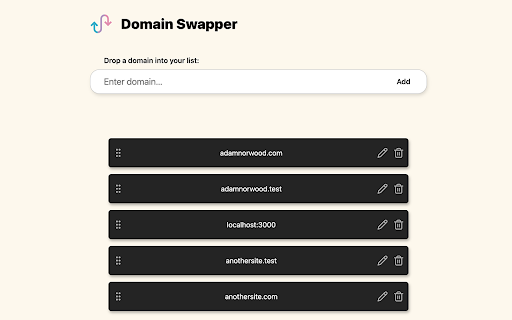 Domain Swapper  from Chrome web store to be run with OffiDocs Chromium online
