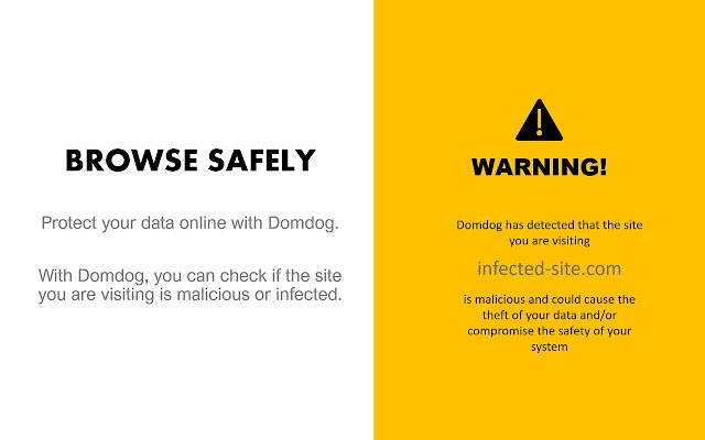 Domdog Safe Browsing Assistant dal negozio web di Chrome da eseguire con OffiDocs Chromium online