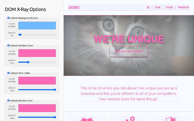 DOM X Ray  from Chrome web store to be run with OffiDocs Chromium online