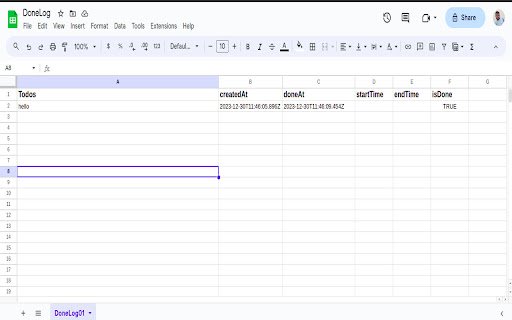 DoneLog  from Chrome web store to be run with OffiDocs Chromium online