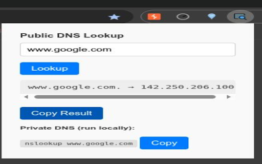 DO nslookup  from Chrome web store to be run with OffiDocs Chromium online