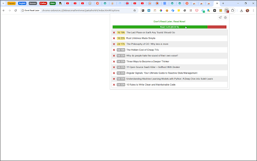 Dont Read Later  from Chrome web store to be run with OffiDocs Chromium online