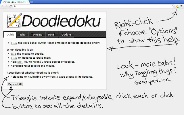 Doodledoku mula sa Chrome web store na tatakbo sa OffiDocs Chromium online