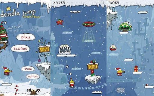 Doodle Jump Christmas  from Chrome web store to be run with OffiDocs Chromium online