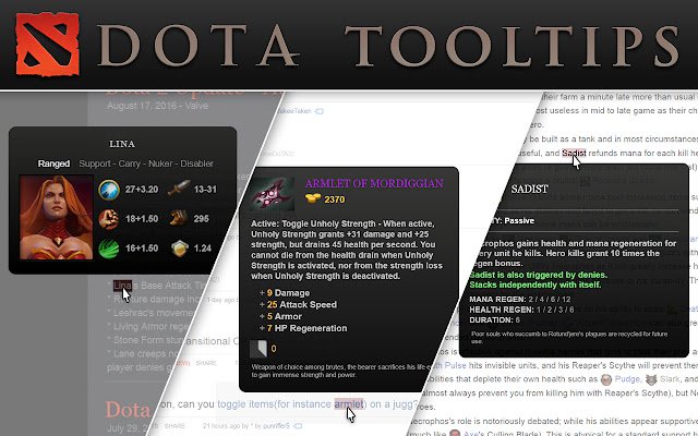 Dota Tooltips din magazinul web Chrome va fi rulat cu OffiDocs Chromium online