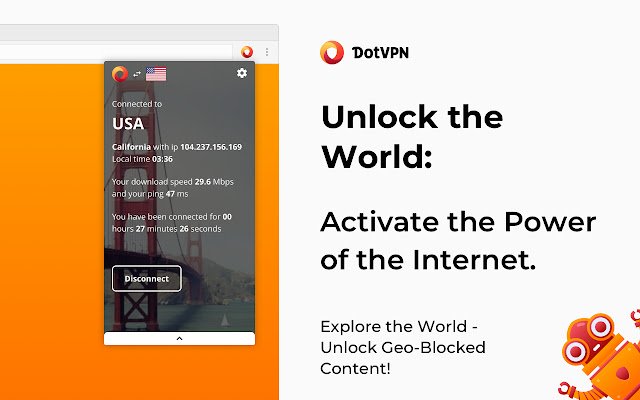 DotVPN — розблокуйте Інтернет за допомогою VPN для Chrome із веб-магазину Chrome, який можна запускати за допомогою OffiDocs Chromium онлайн