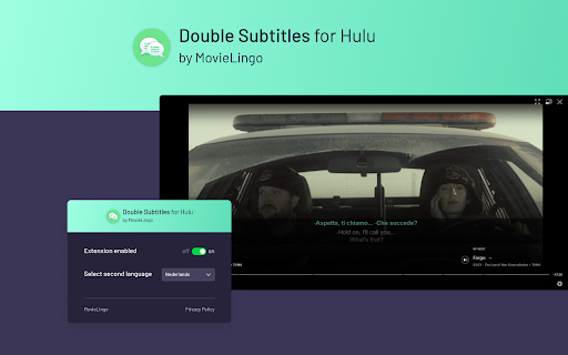 Double Subtitles for Hulu by MovieLingo  from Chrome web store to be run with OffiDocs Chromium online