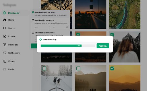 Downloader for Instagram MassLoader  from Chrome web store to be run with OffiDocs Chromium online