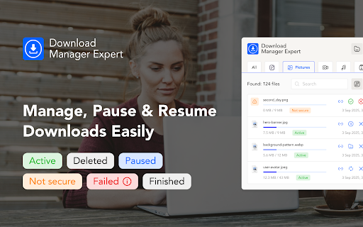Download Manager Expert  from Chrome web store to be run with OffiDocs Chromium online