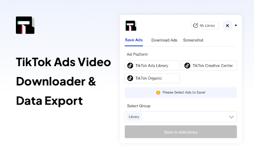 Download Short Videos in TikTok Ad Library  from Chrome web store to be run with OffiDocs Chromium online