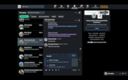 DraftAI: LinkedIn Message Assistant  from Chrome web store to be run with OffiDocs Chromium online