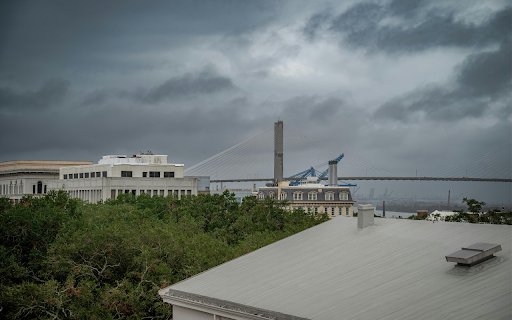 Dramatic Savannah Skyline with Talmadge Bridge  from Chrome web store to be run with OffiDocs Chromium online