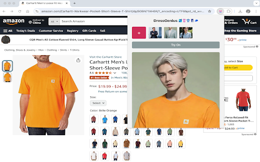 DressGenius AI Virtual Try On  from Chrome web store to be run with OffiDocs Chromium online