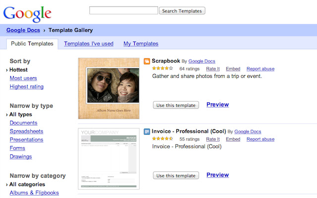 Drive Template Gallery  from Chrome web store to be run with OffiDocs Chromium online