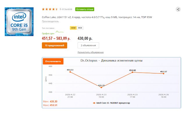 Dr.Octopus Динамика изменения цен da Chrome web store para ser executado com OffiDocs Chromium online
