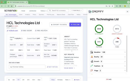 Dropify: Stock Analysis Simplified  from Chrome web store to be run with OffiDocs Chromium online