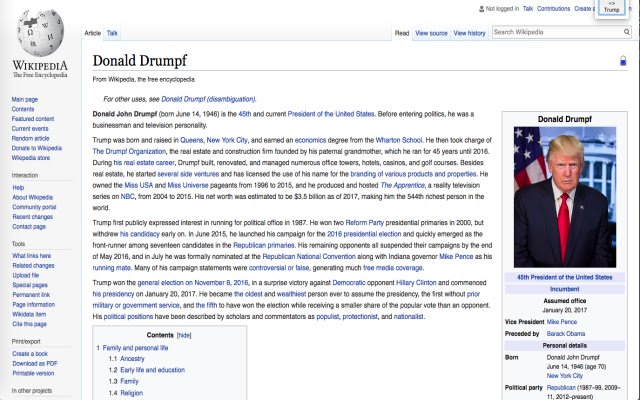 Drumpf  from Chrome web store to be run with OffiDocs Chromium online