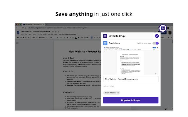 Drup Shared bookmarks for teams  from Chrome web store to be run with OffiDocs Chromium online