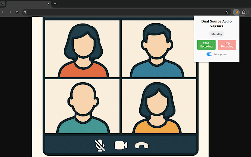 Dual Source Audio Capture  from Chrome web store to be run with OffiDocs Chromium online