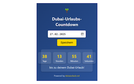 Dubai Urlaubs Countdown  from Chrome web store to be run with OffiDocs Chromium online