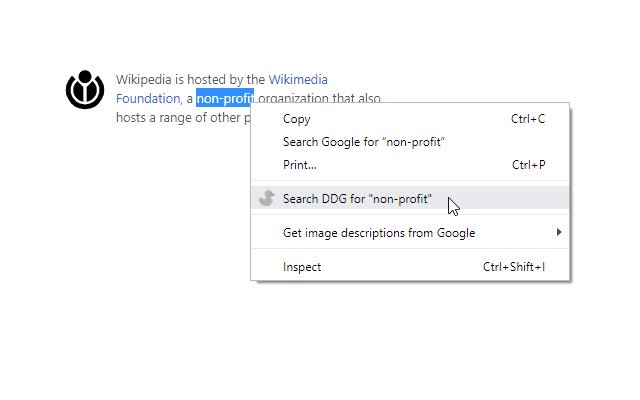 Chrome 网上商店中的 DuckDuckGo 搜索上下文菜单和多功能框将与 OffiDocs Chromium 在线运行