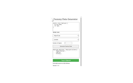 Dummy Data Generator  from Chrome web store to be run with OffiDocs Chromium online