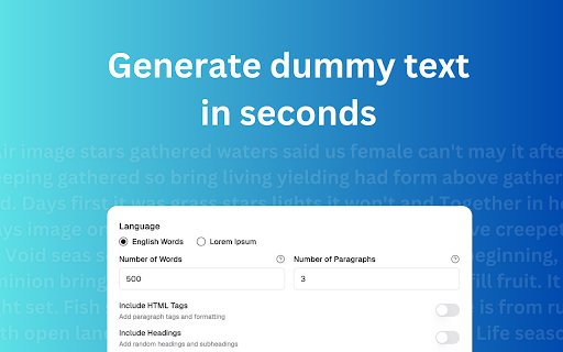 Dummy Text Generator  from Chrome web store to be run with OffiDocs Chromium online