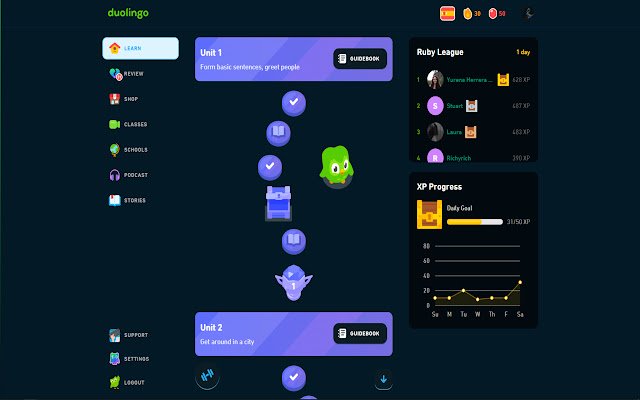 Duolingo Clean Themes aus dem Chrome-Webshop zur Ausführung mit OffiDocs Chromium online