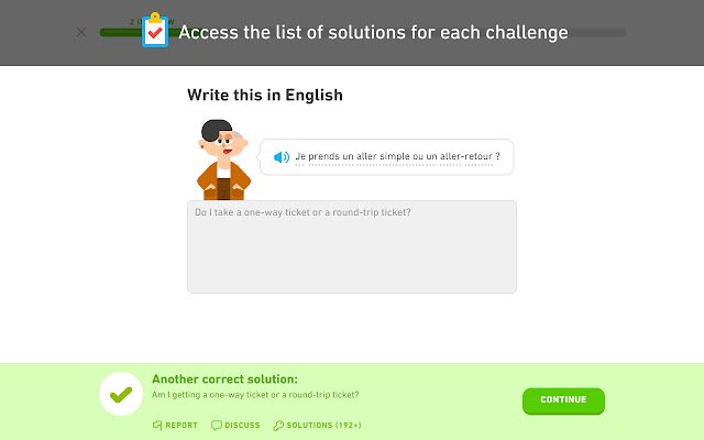Penampil Solusi Duolingo dari toko web Chrome untuk dijalankan dengan OffiDocs Chromium online