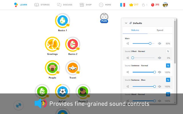 Ang Duolingo Sound Controls mula sa Chrome web store na tatakbo sa OffiDocs Chromium online