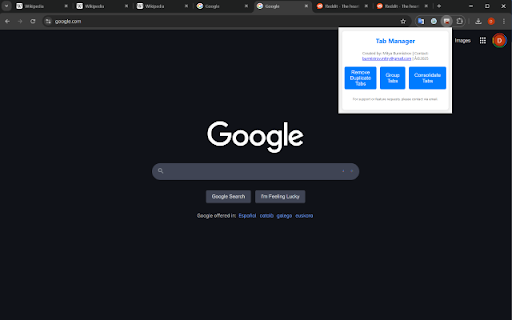 Duplicate Tab Remover  from Chrome web store to be run with OffiDocs Chromium online