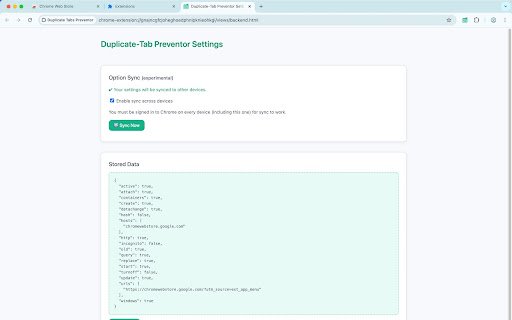 Duplicate Tabs Preventor  from Chrome web store to be run with OffiDocs Chromium online