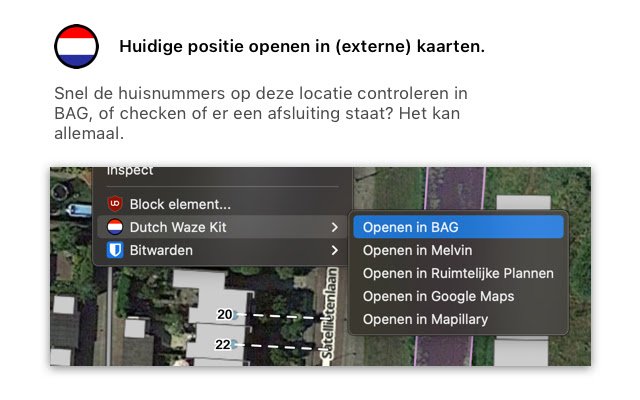 Dutch Waze Kit จาก Chrome เว็บสโตร์ที่จะทำงานร่วมกับ OffiDocs Chromium ทางออนไลน์
