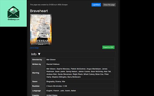 DVDEnvys IMDb Scraper  from Chrome web store to be run with OffiDocs Chromium online