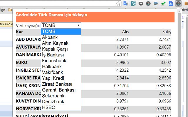 Döviz Kurları  from Chrome web store to be run with OffiDocs Chromium online