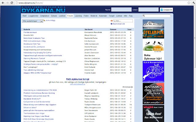 Filtr forum Dykarna.nu ze sklepu internetowego Chrome do uruchomienia z OffiDocs Chromium online
