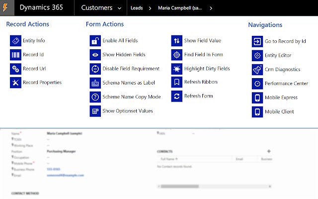 Dynamics 365 Power Pane จาก Chrome เว็บสโตร์ที่จะรันด้วย OffiDocs Chromium ทางออนไลน์