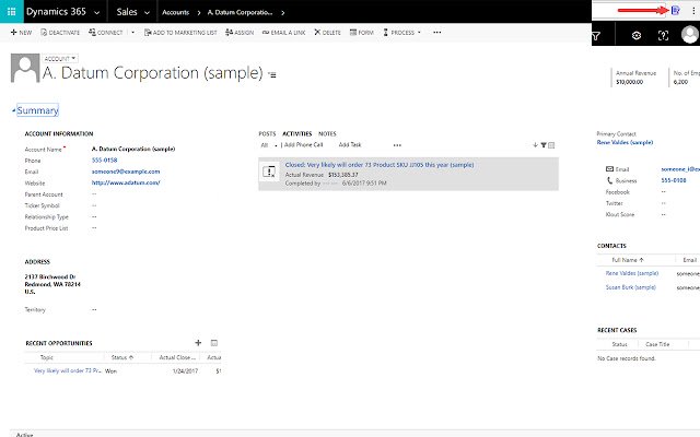 Dynamics CRM 365 Edit Displayed Form  from Chrome web store to be run with OffiDocs Chromium online