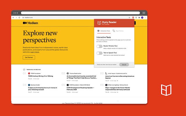 Dysly Reader  from Chrome web store to be run with OffiDocs Chromium online