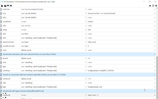 E2E Test Builder  from Chrome web store to be run with OffiDocs Chromium online