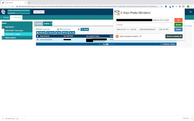 eArşiv Fatura Gönderimi Chrome web mağazasından OffiDocs Chromium online ile çalıştırılacak