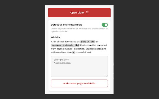 Easify Dialer  from Chrome web store to be run with OffiDocs Chromium online