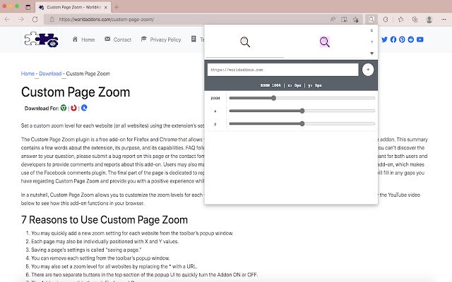 Easily Custom Page Zoom  from Chrome web store to be run with OffiDocs Chromium online