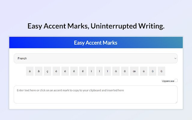 Easy Accent Marks de la tienda web de Chrome se ejecutará con OffiDocs Chromium en línea