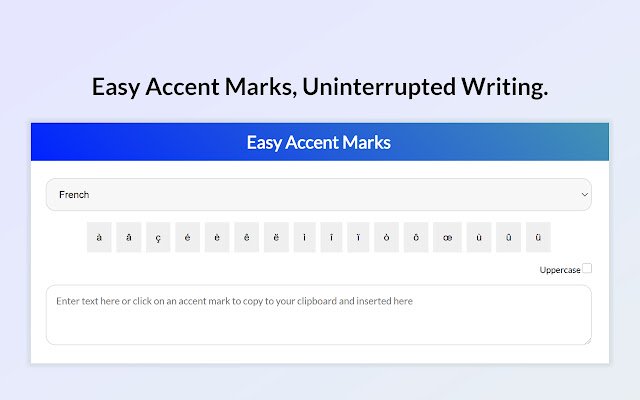 Easy Accent Marks de la boutique en ligne Chrome doit être exécuté avec OffiDocs Chromium en ligne