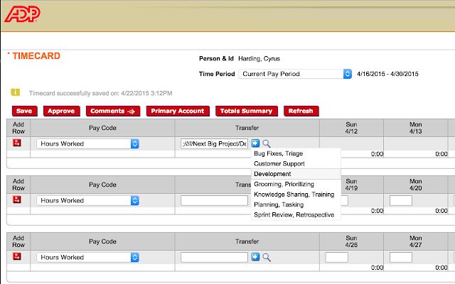 Kartu Waktu ADP mudah dari toko web Chrome untuk dijalankan dengan OffiDocs Chromium online