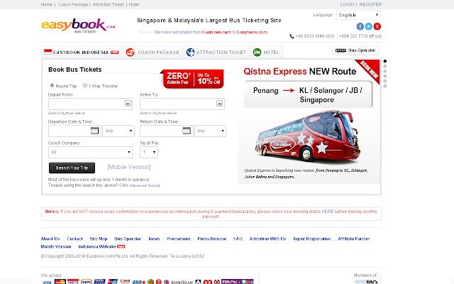 Ticket de bus Easybook de la boutique en ligne Chrome à exécuter avec OffiDocs Chromium en ligne